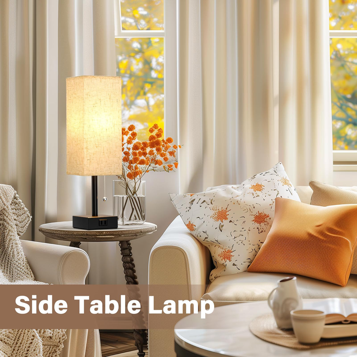 Black metal base of Fenmzee lamp adds sturdy, modern style.