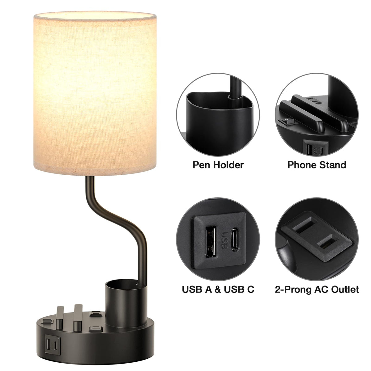 Modern Fenmzee bedside lamps design that fits dorms and home offices.