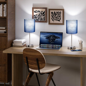 Fenmzee blue lamps in living room create versatile task lighting