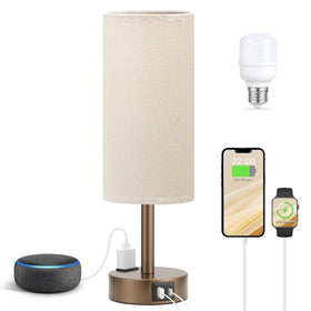 Fenmzee brown bedside lamp base with tactile touch control design