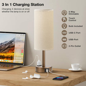 Fenmzee brown bedside lamp shade in flaxen fabric for warm ambience