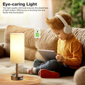 Fenmzee brown lamp USB-A port keeps multiple devices powered