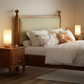 Fenmzee compact 9-inch lamp fits small spaces on a nightstand.