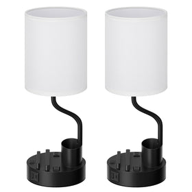 Fenmzee compact nightstand lamp helps keep cords and items organized.