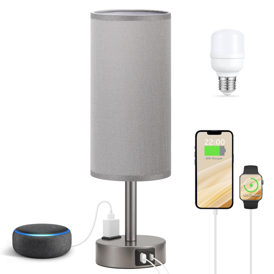 Fenmzee grey bedside lamp base offers stable support for nightstand lighting