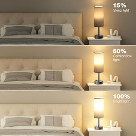 Fenmzee grey bedside lamp built-in outlet adds extra power at bed
