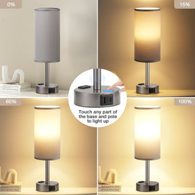 Fenmzee grey bedside lamp USB-A port keeps smartphones powered