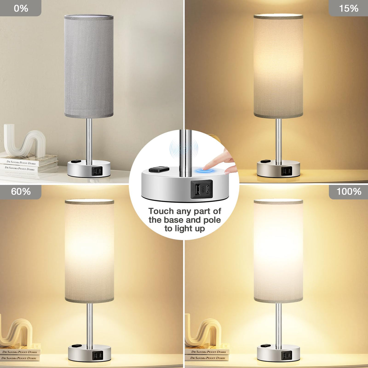 Fenmzee grey fabric shade detail for warm, diffused illumination