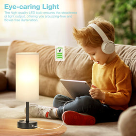 Fenmzee grey touch bedside lamp outlet—convenient power for gadgets.