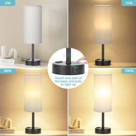 Fenmzee grey touch bedside lamp shade—soft fabric diffusion for warm lighting.
