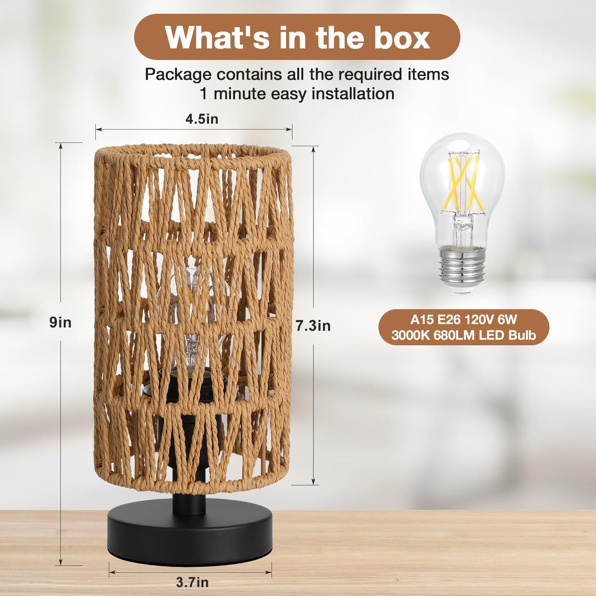 Fenmzee compact 9-inch lamp fits small spaces while delivering warm illumination.