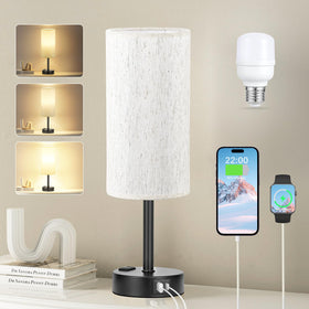 Fenmzee light beige table lamp on bedside with soft glow for cozy nights