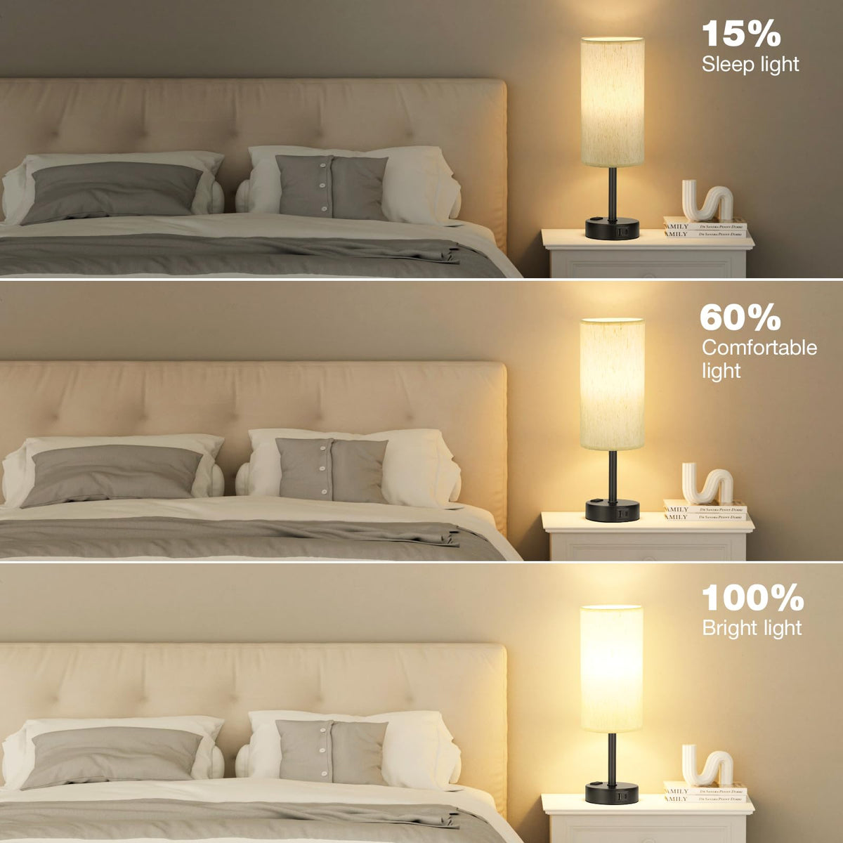 Fenmzee light beige lamp featuring a black base for modern decor