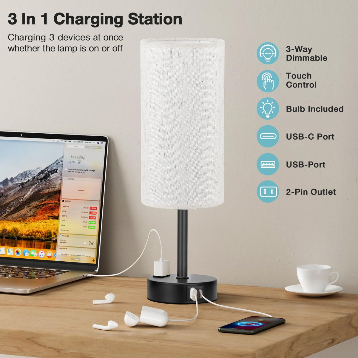 Fenmzee lamp ready for setup with plug-and-play design and shade