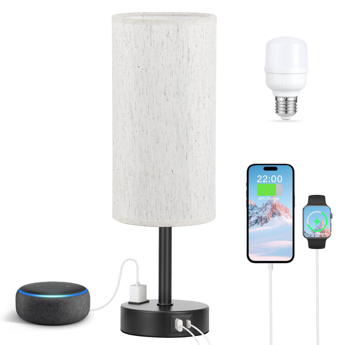 Fenmzee lamp in a bedroom setup for bedside ambiance