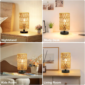 Fenmzee easy assembly with shade attachment and screw-in bulb.
