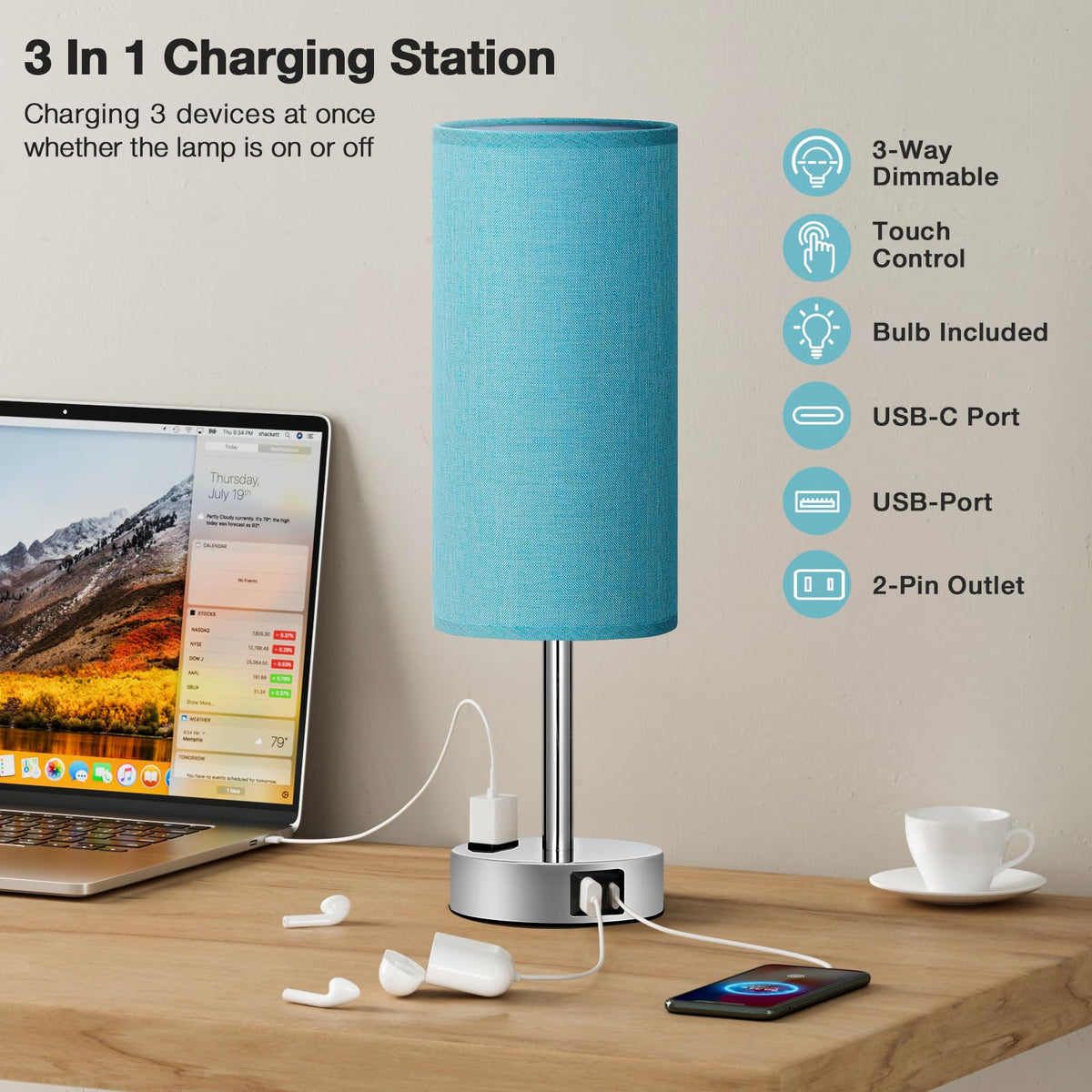 Fenmzee nightstand lamp 3-way dimmable touch control for customized lighting