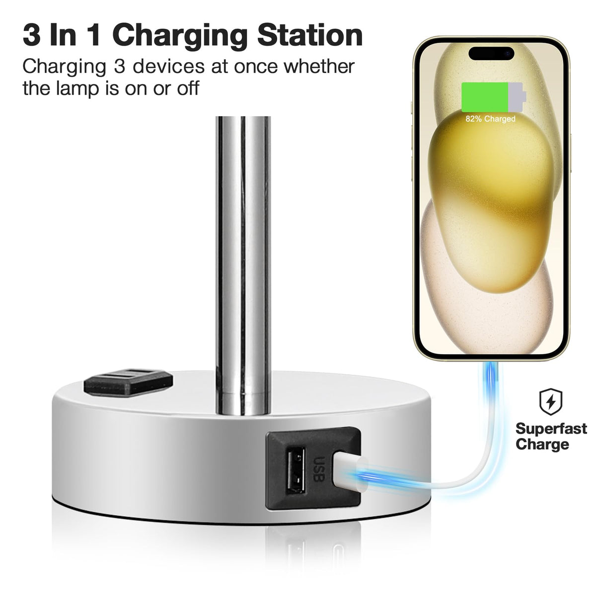 Fenmzee pink lamp with usb-c port for fast bedside charging