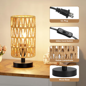 Fenmzee bedside lamp features inline control for easy, safe power on/off.