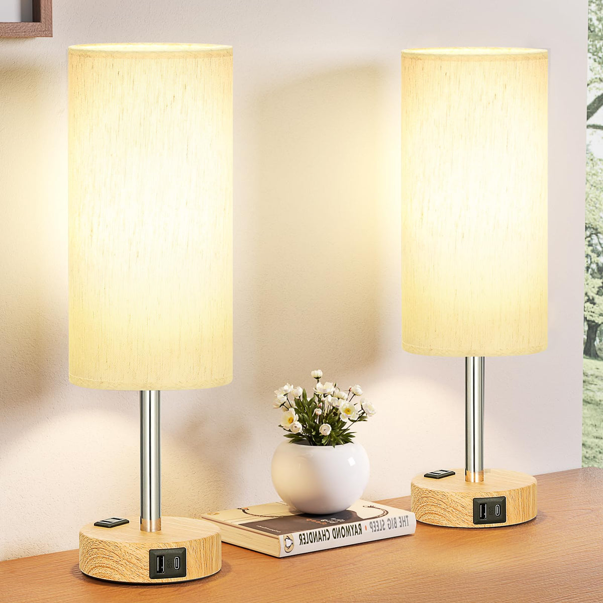 Fenmzee small touch table lamp set with adjustable brightness for cozy evenings