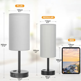 Fenmzee touch bedroom lamp grey shows USB-C port for bedside charging