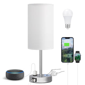 Fenmzee touch bedside lamp white with 3-way dimming for ambient lighting