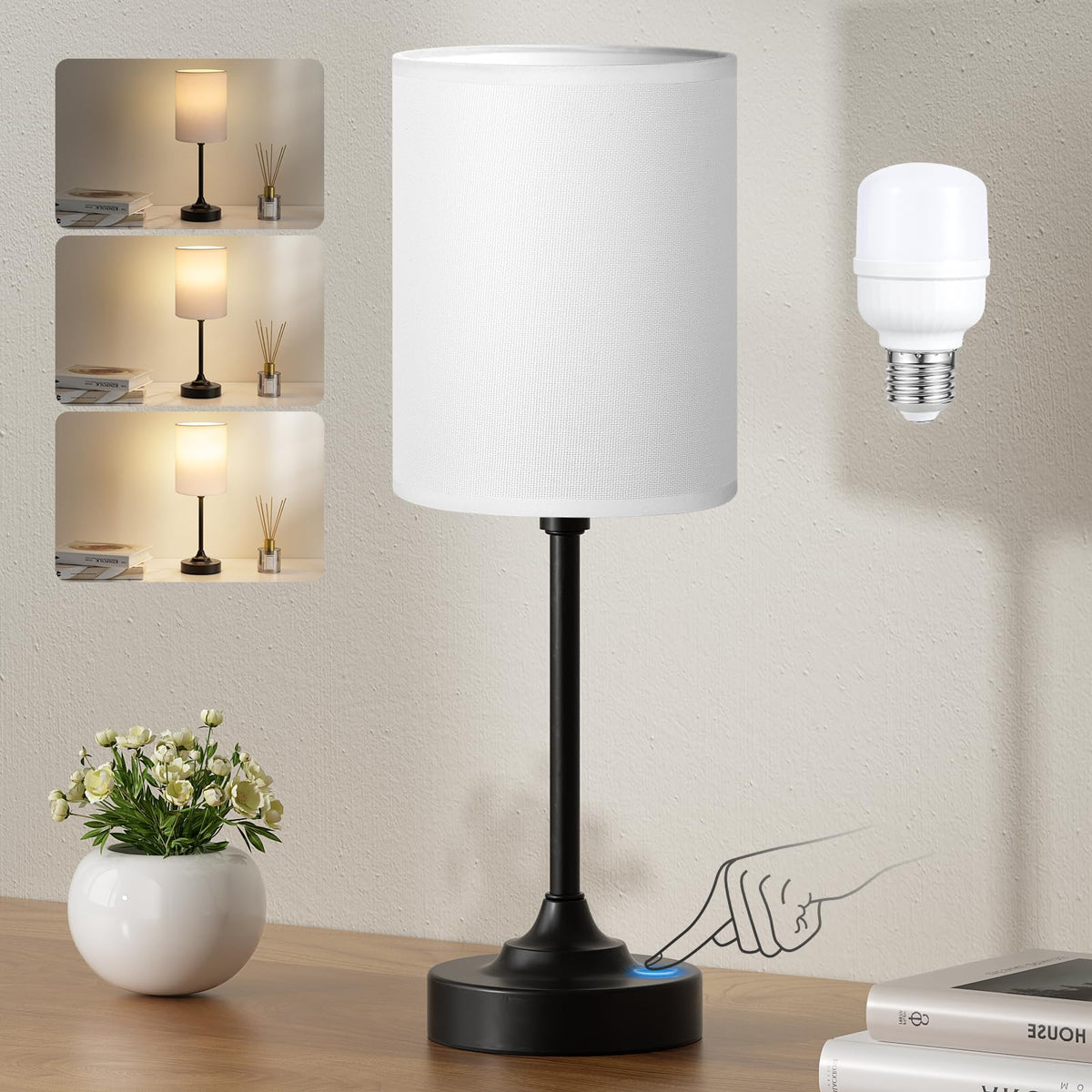 Fenmzee Touch Nightstand Lamp base viewed for calm bedside lighting