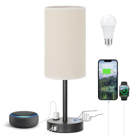Fenmzee Touch Table Lamp base with sturdy black metal construction for stable support.