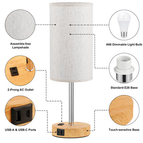 Fenmzee lamp with included 9W LED bulb, flicker-free lighting.