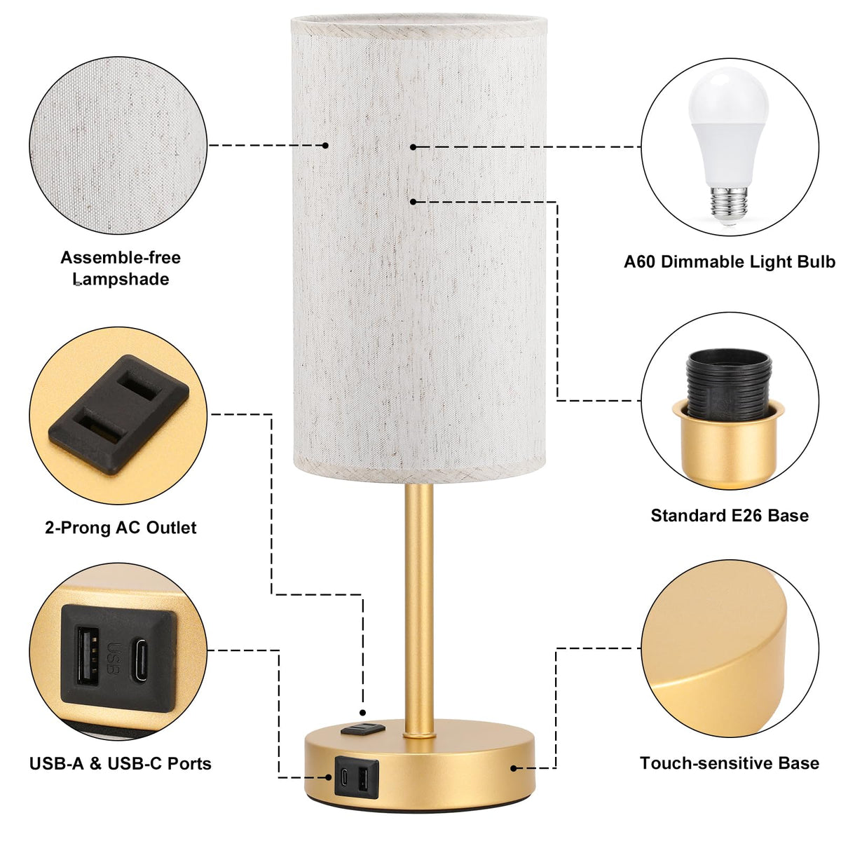120V outlet on Fenmzee lamp powers accessories.