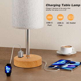 Fenmzee lamp showing USB-A port for easy gadget charging.
