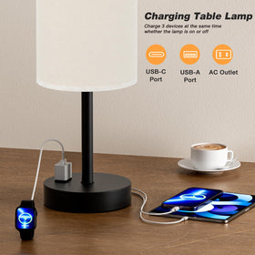 Fenmzee lamp USB-C port enables fast charging while reading.