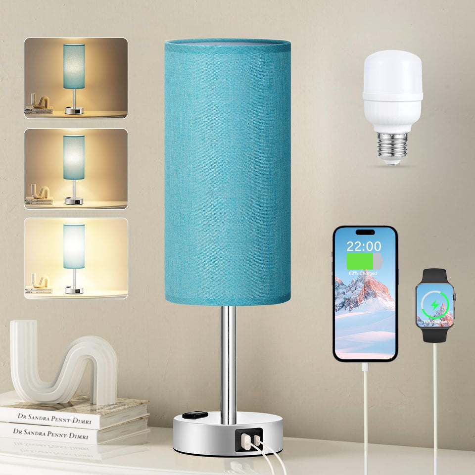 Fenmzee turquoise nightstand lamp base with touch control for easy brightness adjustments