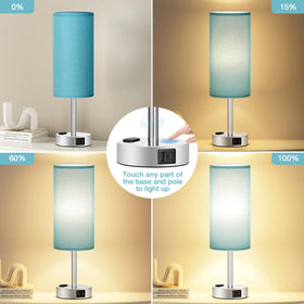 Fenmzee turquoise nightstand lamp shade with flaxen fabric finish for warm light