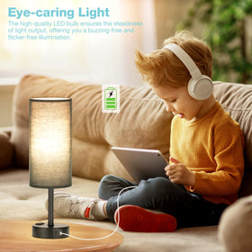 Fenmzee bedside lamp USB-A port and outlet for multiple devices.
