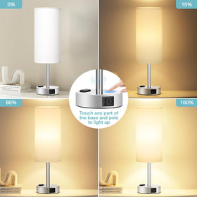 Fenmzee white touch bedside lamp shade white for soft ambient glow