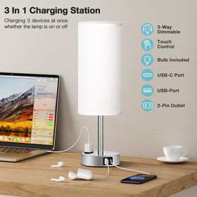 Fenmzee bedside lamp USB-C port keeps devices charged at night