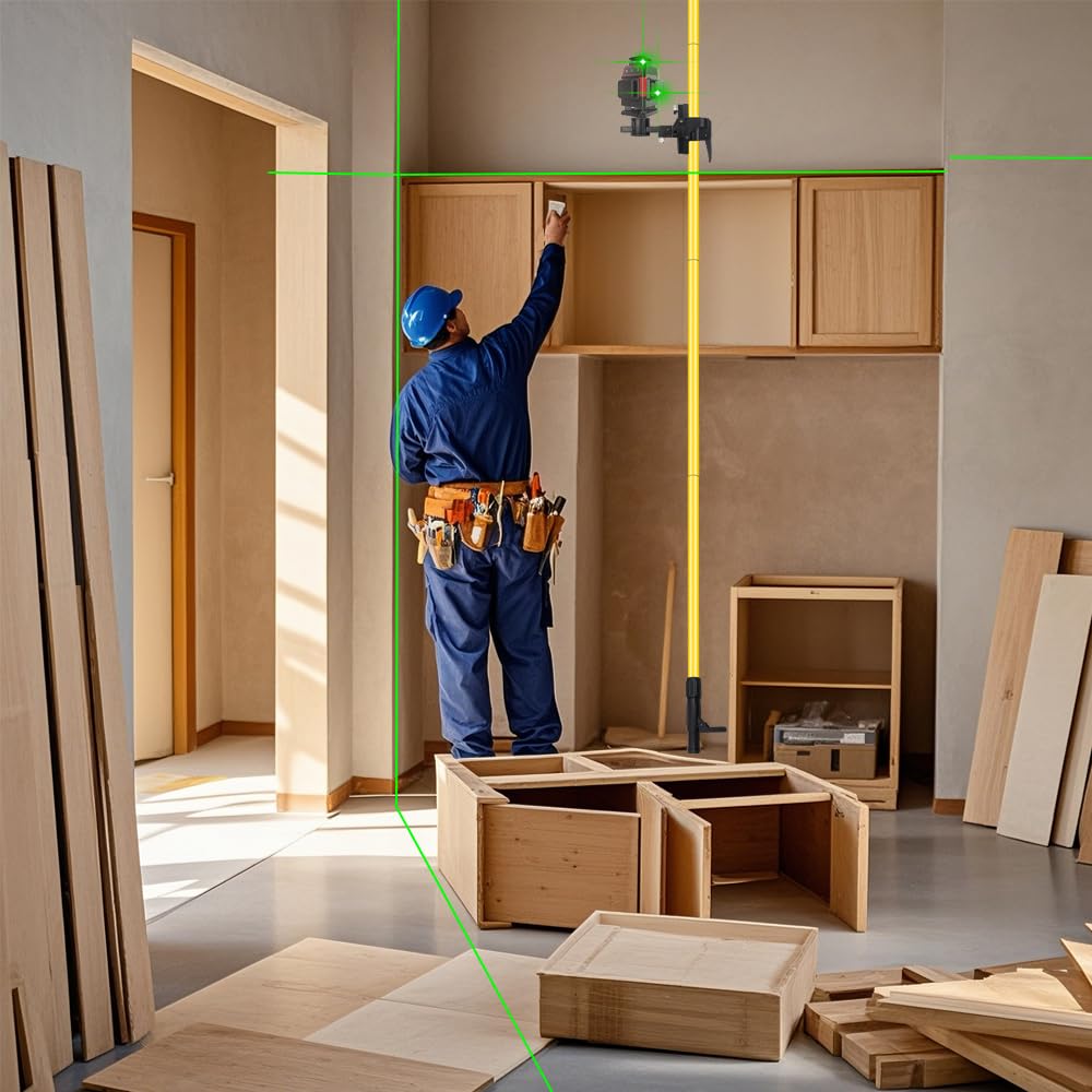 FENORGAN laser level pole with 360-degree head for flexible positioning