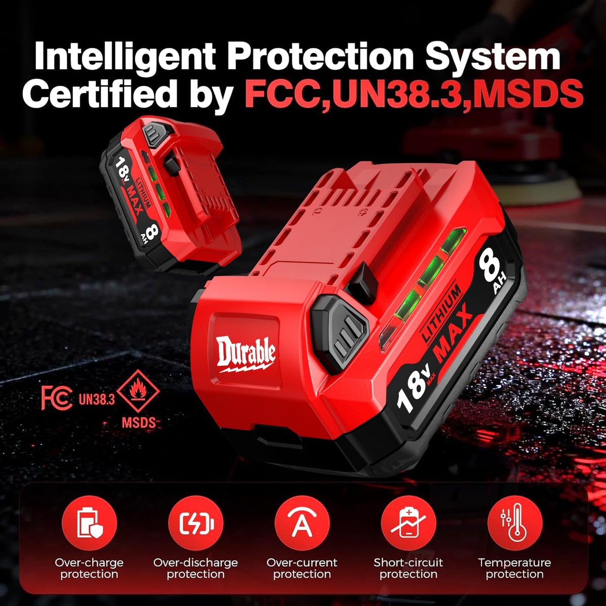 FEOTDN Milwaukee 18V 8Ah compatibility chart image: broad tool compatibility for Milwaukee sets.