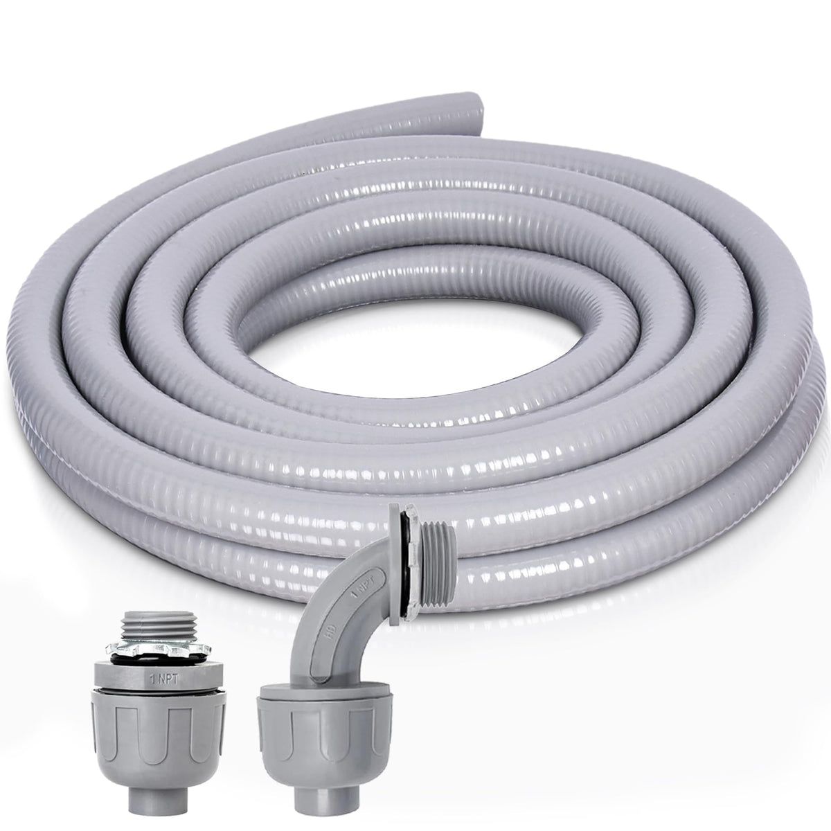 Feotech 1in conduit straight view shows secure routing for outdoor wiring.