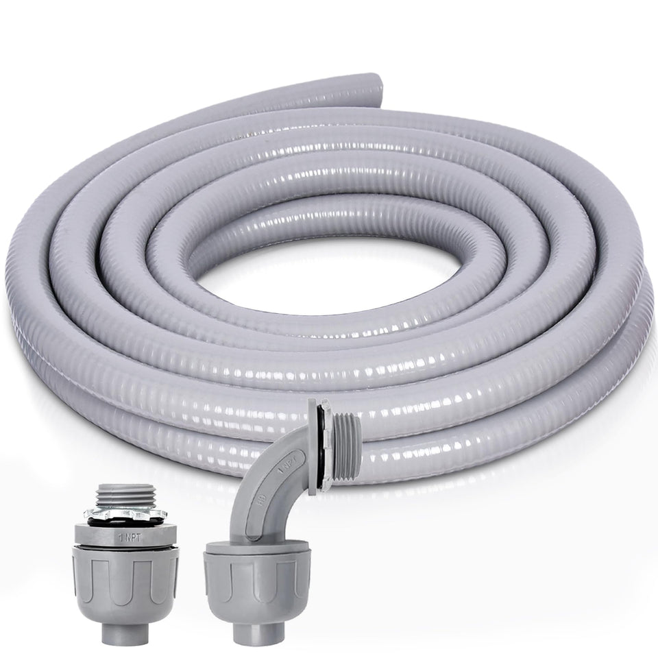 Feotech 1in conduit straight view shows secure routing for outdoor wiring.