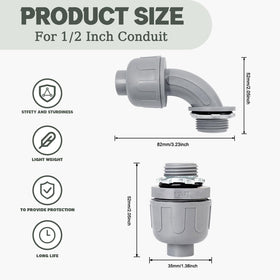 Feotech 90-degree liquid-tight connector enables clean bends.