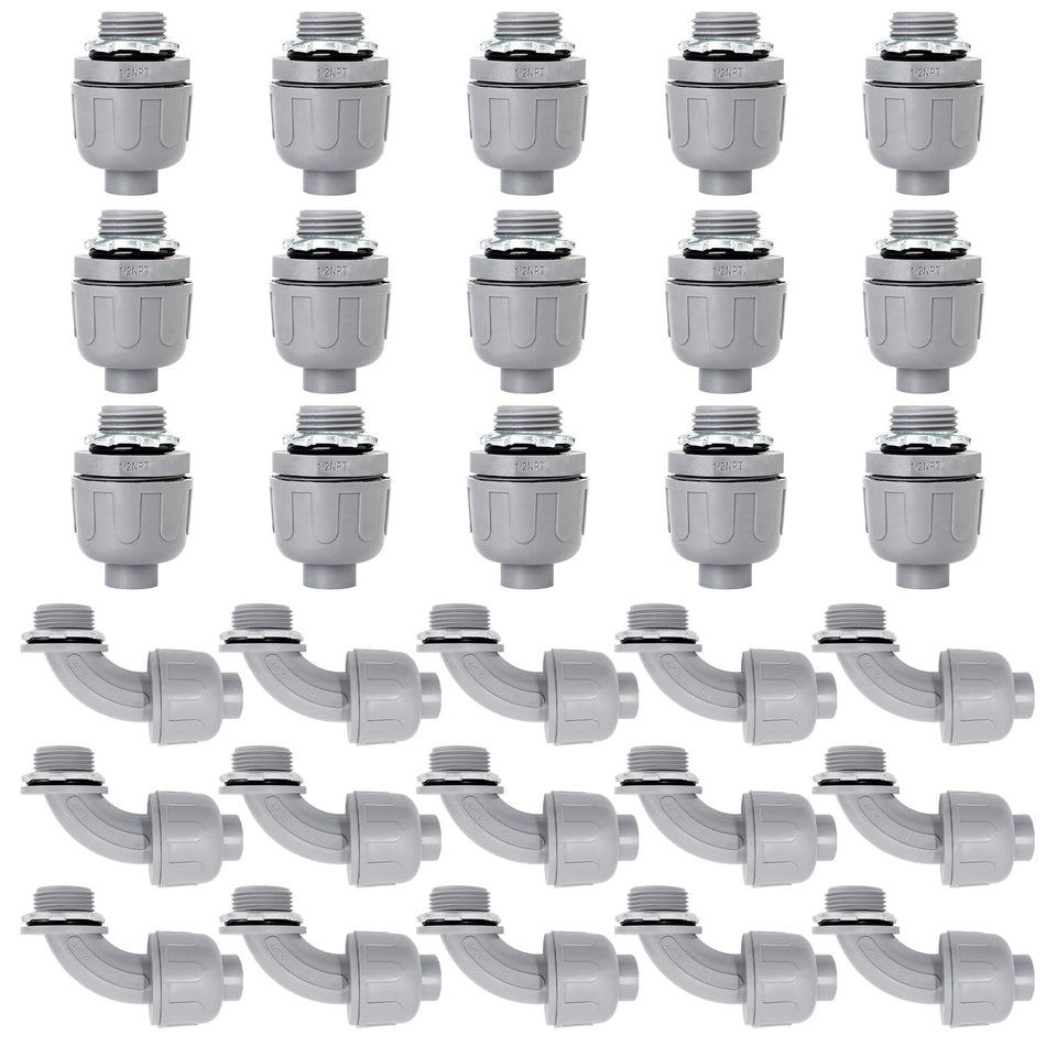 Feotech straight liquid-tight connector for secure cable routing.