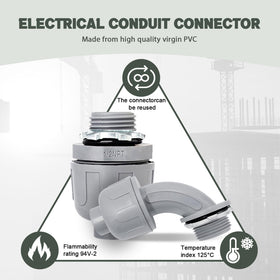 Feotech PVC conduit fittings show durable, heat-resistant design.