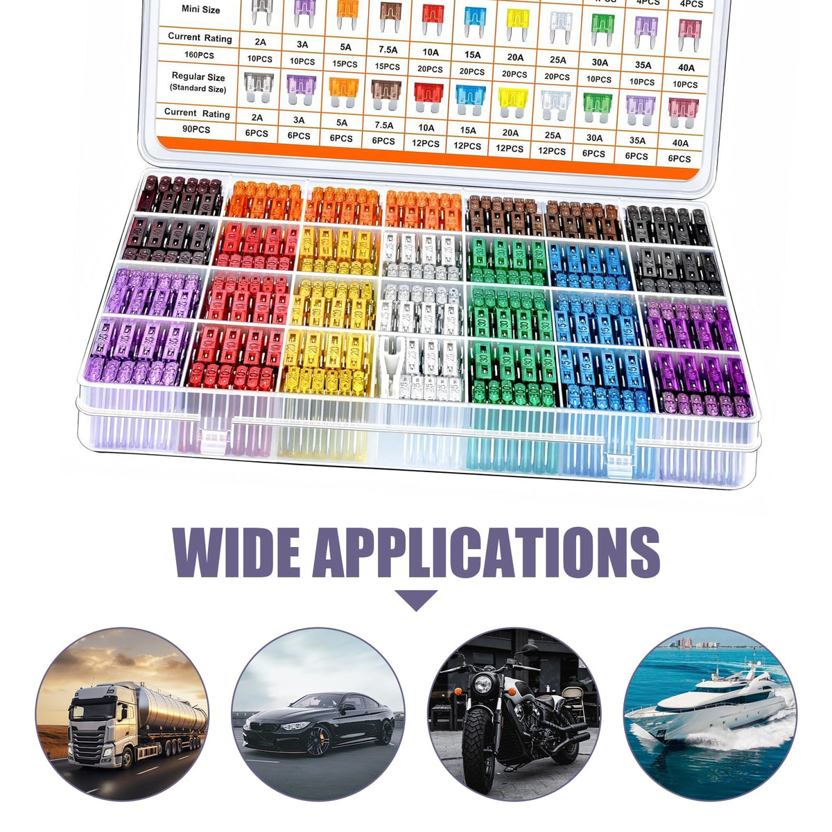 Ferianl car fuse kit box keeps all fuses organized.