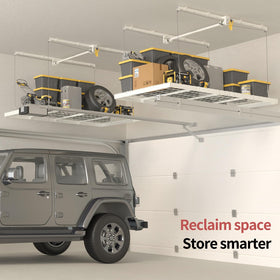 FERO 4x8-foot garage storage maximizes overhead space efficiently.