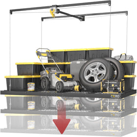 FERO garage ceiling storage rack 4x8 overhead maximizes space with a durable frame.