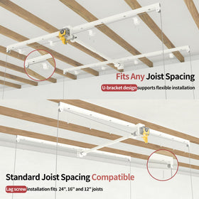 FERO heavy-duty 325 lb capacity garage rack supports large gear.