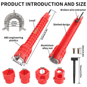 Ferropeak 14-in-1 wrench fitting sink drains during quick repair.