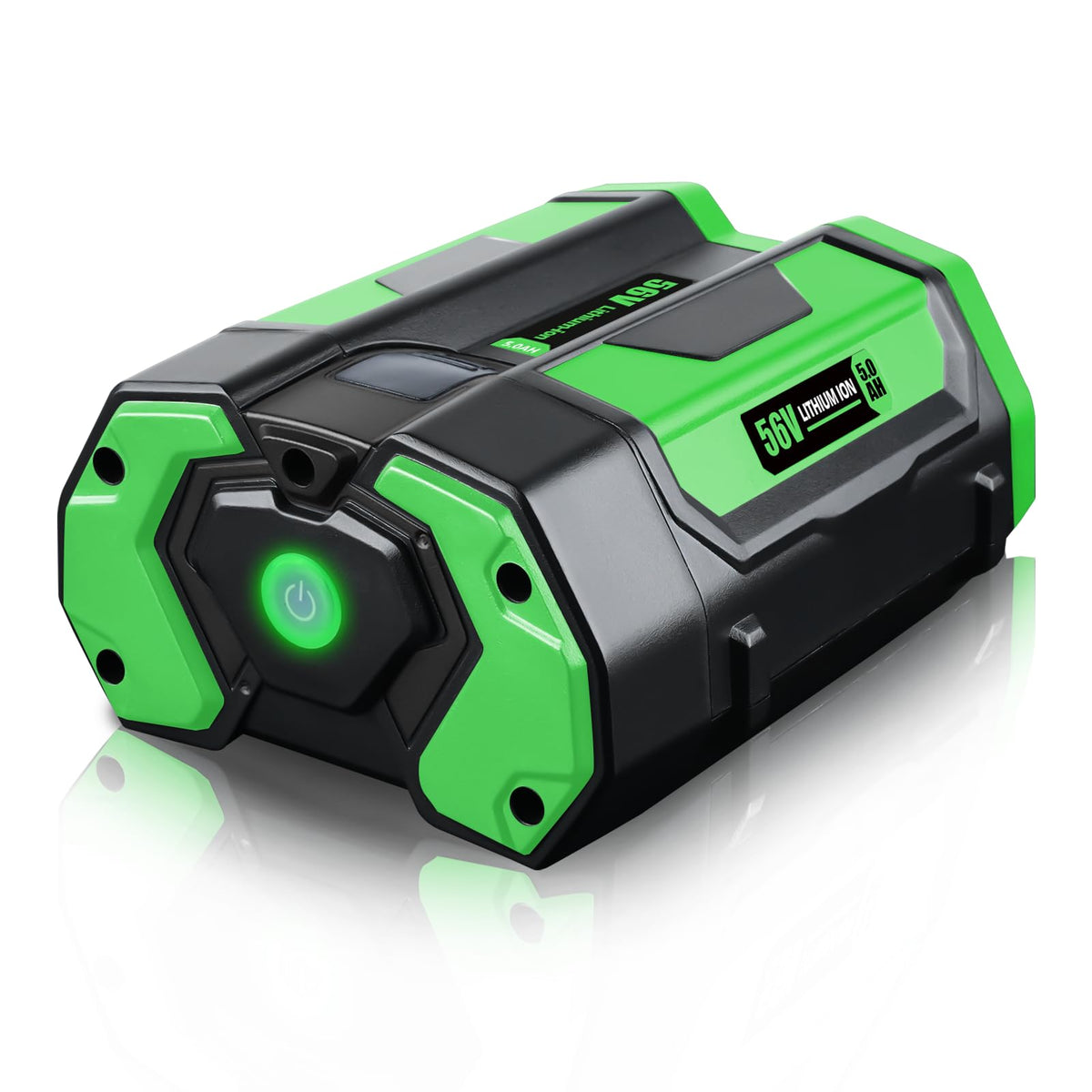 FERRYBOAT 56V battery pack showing 5.0Ah capacity for longer runtimes.